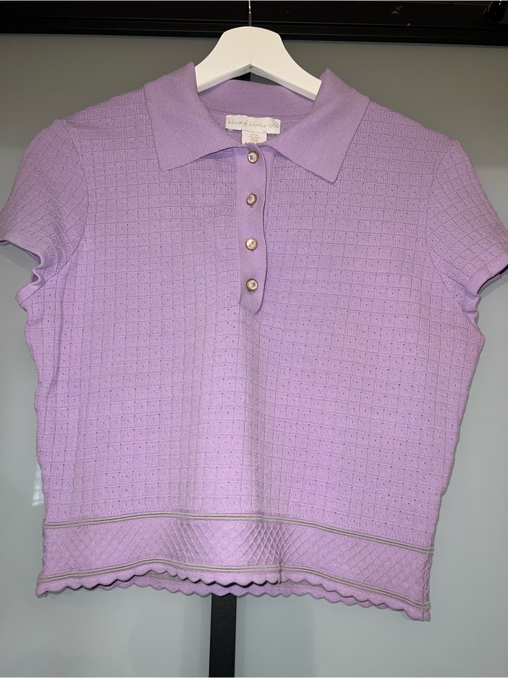Lavender Knit Polo Top - Charming & Feminine